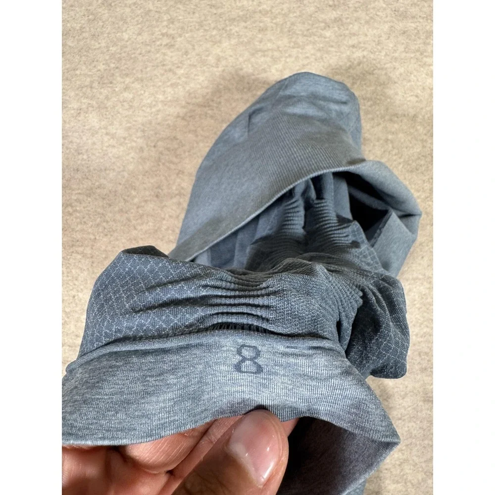 Lululemon Leggings Womens 8 Blue Capri High Rise Ruched Textured Yoga Athletic - Picture 4 of 15